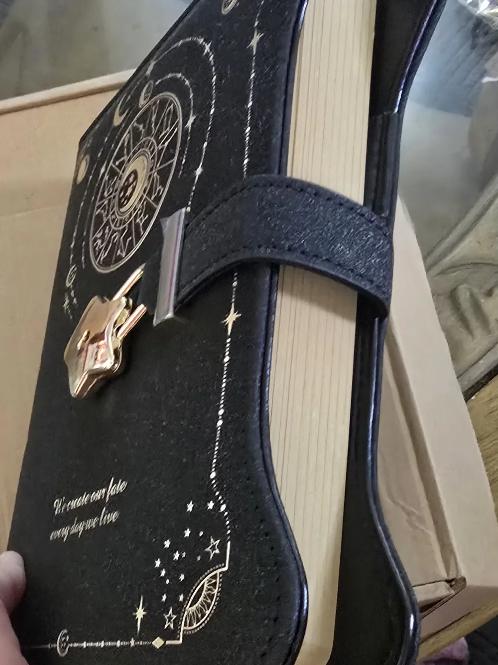 Astrology Star Lock Journal Set - Black and Gold